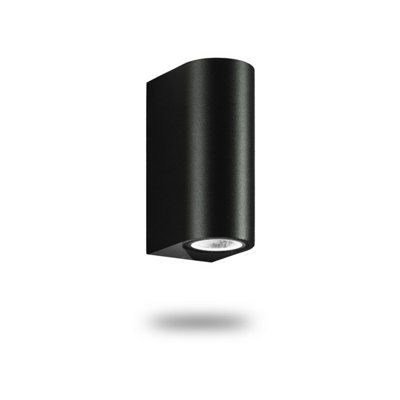 AURAGLOW IP44 OUTDOOR DOUBLE UP & DOWN WALL LIGHT - Black - Warm White