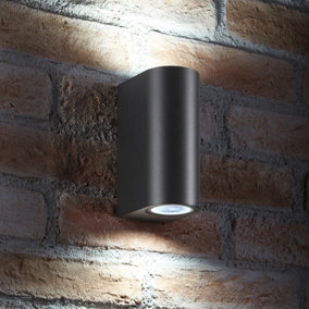AURAGLOW IP44 OUTDOOR DOUBLE UP & DOWN WALL LIGHT - Grey - Cool White