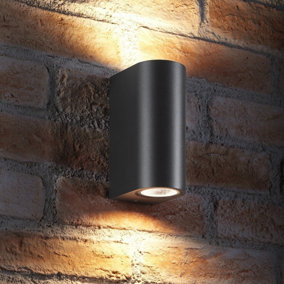 AURAGLOW IP44 OUTDOOR DOUBLE UP & DOWN WALL LIGHT - Grey - Warm White