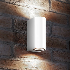 AURAGLOW IP44 OUTDOOR DOUBLE UP & DOWN WALL LIGHT - White - Cool White