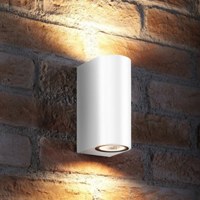 AURAGLOW IP44 OUTDOOR DOUBLE UP & DOWN WALL LIGHT - White - Warm White