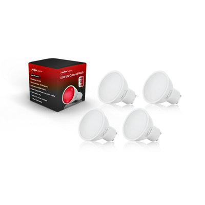 Auraglow LED Coloured GU10 - RED-4 Pack