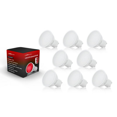 Auraglow LED Coloured GU10 - RED-8 Pack