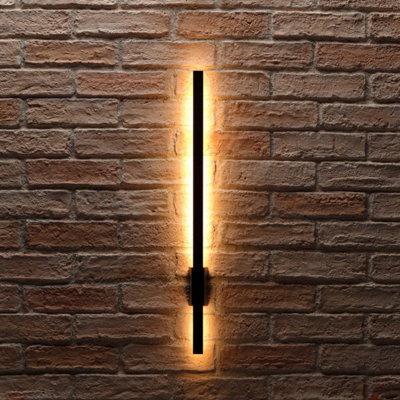 Auraglow Linear Indoor & Outdoor LED Wall Light Black 600mm 1 Pack