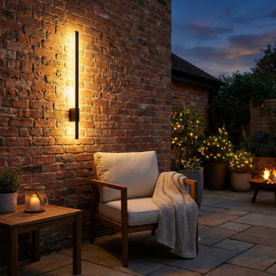 Auraglow Linear Indoor & Outdoor LED Wall Light Black 600mm 1 Pack