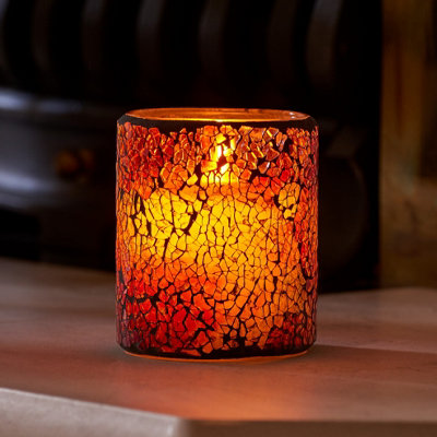 Auraglow Mosaic Glass LED Flameless Flickering Candle