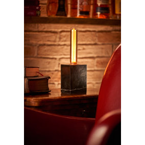 Auraglow Mysa Black Marble Stone Table Desk Lamp - Fumoir - With AG546