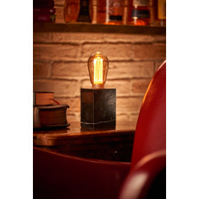 Auraglow Mysa Black Marble Stone Table Desk Lamp - Fumoir - With AG547