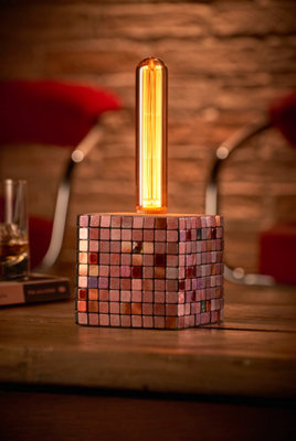 Auraglow Mysa Mosaic Effect Stone Table Desk Lamp - Soho - With AG546