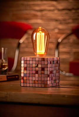 Auraglow Mysa Mosaic Effect Stone Table Desk Lamp - Soho - With AG547