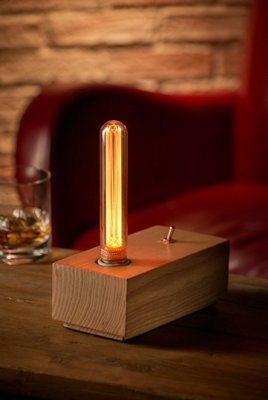 Auraglow Mysa Vintage Wooden Block Toggle Switch Table Desk Lamp