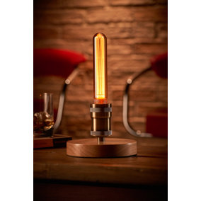 Auraglow Mysa Vintage Wooden Round Twist Switch Table Desk Lamp - Apotheca - With AG546