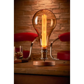 Auraglow Mysa Vintage Wooden Round Twist Switch Table Desk Lamp - Apotheca - With AG550