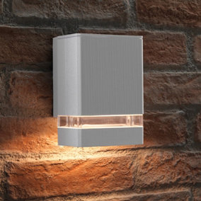 Auraglow Outdoor Double Up or Down Wall Light - BUCKWORTH - Silver - Warm White
