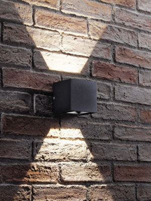Auraglow Outdoor Integrated LED Adjustable Beam Up & Down Wall Light - CUBISTA - Black