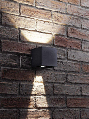 Auraglow Outdoor Integrated LED Adjustable Beam Up & Down Wall Light - CUBISTA - Black
