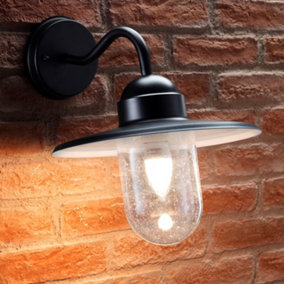 Auraglow Outdoor Wall Lantern - NAUTICAL - Black - Warm White
