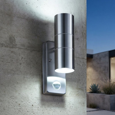 Auraglow PIR Motion Sensor Stainless Steel Outdoor Wall Security Light