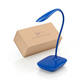 Auraglow Rechargeable Flexi-Neck Dimmable LED Desk Touch Lamp - Blue