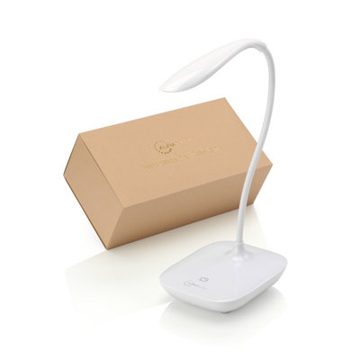 Auraglow Rechargeable Flexi-Neck Dimmable LED Desk Touch Lamp