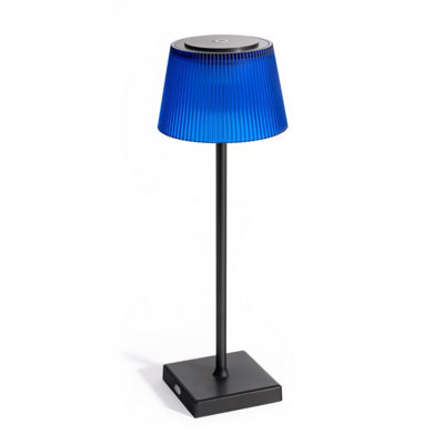 Auraglow Rechargeable LED Table Lamp - CAPRI - Black/Blue