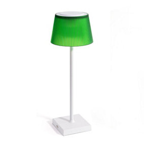 Auraglow Rechargeable LED Table Lamp - CAPRI - White/Green