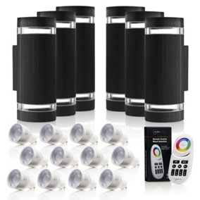 Auraglow Remote Control Colour Changing Up & Down Wall Light - QUEENSBURY - Black - 6 Pack