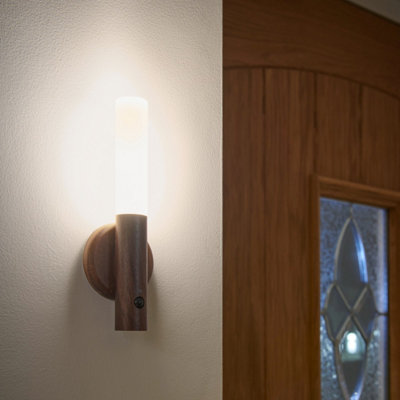 Auraglow Smart LED Sensor Wall Light with Magnetic Base - Walnut Wood