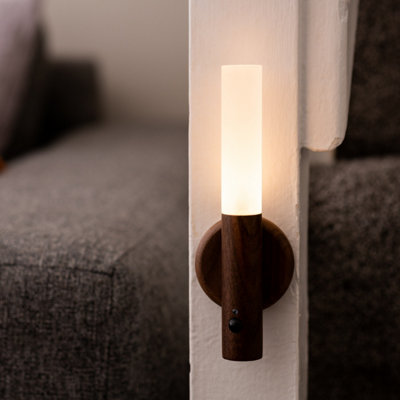 Auraglow Smart LED Sensor Wall Light with Magnetic Base - Walnut Wood