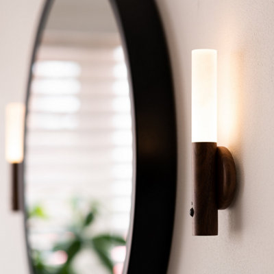 Auraglow Smart LED Sensor Wall Light with Magnetic Base - Walnut Wood