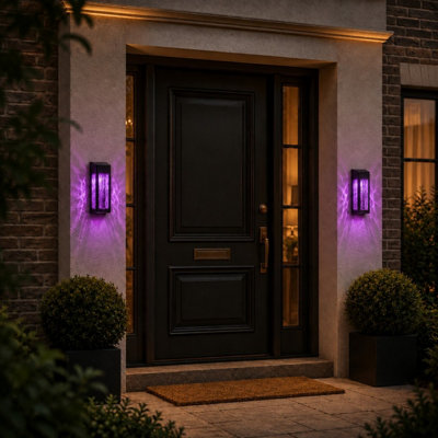 Auraglow Solar Colour-Changing Glass Wall Light - LUDLOW - Pack of 2