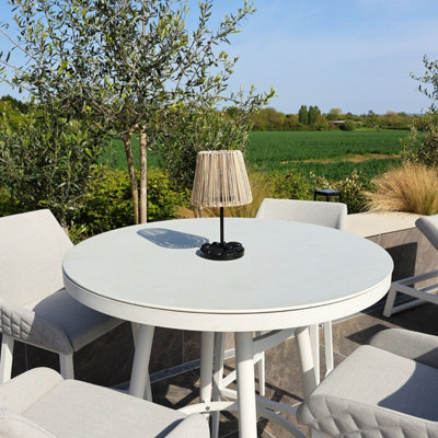 Auraglow Solar Rattan-Style Outdoor Table Lamp With Crackle Glass Bulb