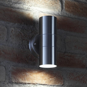 Auraglow Stainless Steel Up & Down Outdoor Wall Light - Cool White