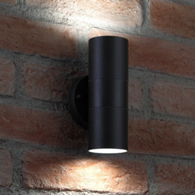 Auraglow Stainless Steel Up & Down Outdoor Wall Light - Winchester - Black - Cool White