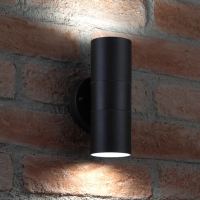 Auraglow Stainless Steel Up & Down Outdoor Wall Light - Winchester - Black - Warm White