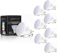 AURAGLOW Super Bright 5.5w LED GU10 Light Bulb, Daylight Cool White 6500k - RETROFIT - 550 lumen - 70w EQV - Eight Pack