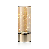 Auraglow Wire Rice Light Glass Cylinder Lantern-Medium