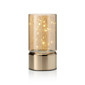 Auraglow Wire Rice Light Glass Cylinder Lantern-Small
