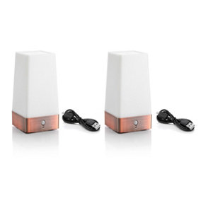 Auraglow Wireless PIR Motion Sensor Hallway Night Light-Square-2 Pack-Rechargeable