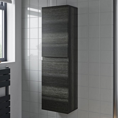 Aurora 1200mm Tall Bathroom Wall Hung Storage Cabinet Cupboard Soft Close Charcoal Grey
