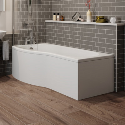 Aurora 1600/700mm Bath Panel Pack Front Side End P Shape Bathroom Acrylic White Gloss