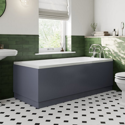 Aurora 1700/700mm Bath Panel Pack Front Side End Plinth Modern Bathroom Dark Grey Gloss