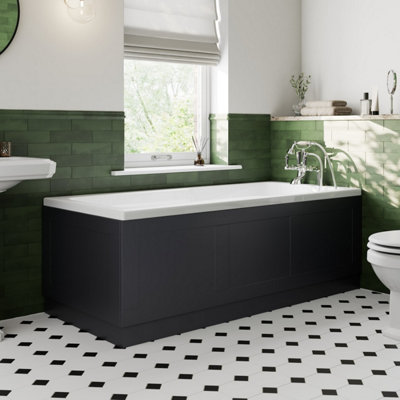 Aurora 1700/700mm Bath Panel Pack Front Side End Traditional Bathroom Black Gloss