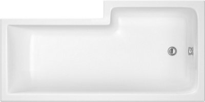 Aurora 1700mm L Shaped Left Hand Shower Bath 5mm Glass Screen Towel Rail Bath Tub