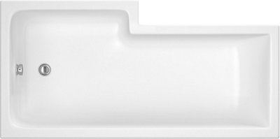 Aurora 1700mm L Shaped Right Hand Shower Bath 5mm Glass Screen Towel Rail Bath Tub