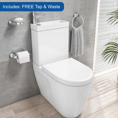 Aurora 2 in 1 Close Coupled Toilet & Basin Combo Combination Unit with Sink on Top