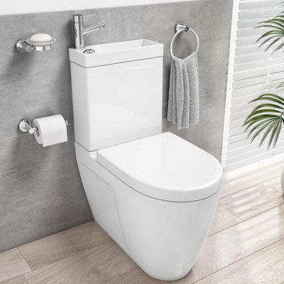 Aurora 2 in 1 Close Coupled Toilet & Basin Combo Combination Unit with Sink on Top