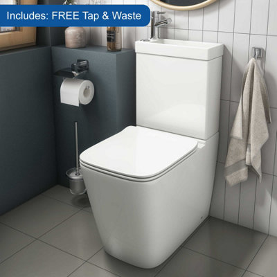 Aurora 2 in 1 Toilet Basin Combo Combined Toilet WC & Sink Space Saving Cloakroom Unit