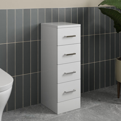 Aurora 4 Drawer Freestanding Storage Unit Bathroom Furniture Gloss White 250x300mm