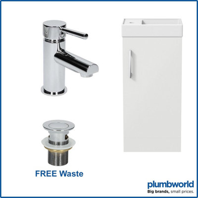 Aurora 400mm Bathroom Basin Sink Vanity Unit Furniture 1TH Round Mixer Tap FREE Waste